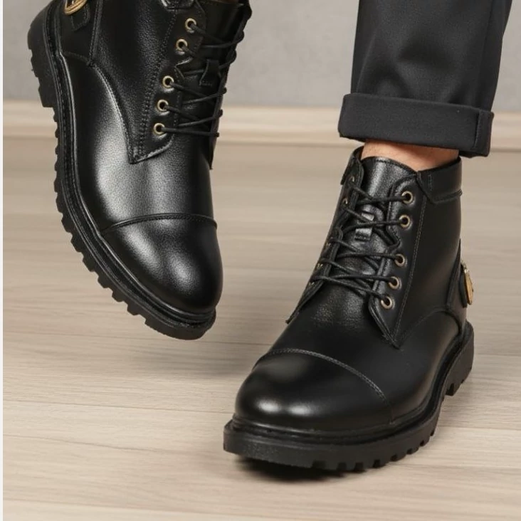 نیم بوت مردانه چرم مدل پالرمو ضد آب و دوردوخت