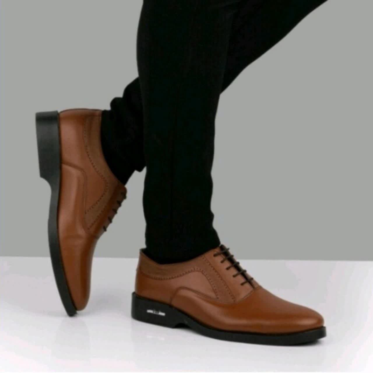 کفش  ملی مردانه مجلسی اداری مدل ملی  قهوه ای